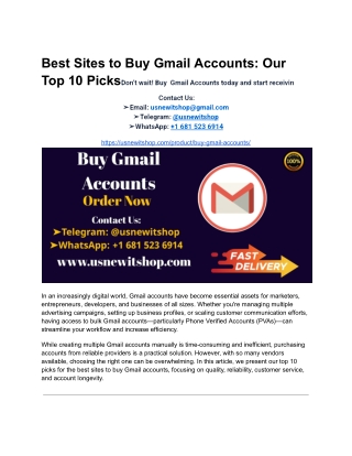 Best Sites to Buy Gmail Accounts_ Our Top 10 Picks