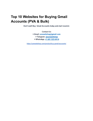 Top 10 Websites for Buying Gmail Accounts (PVA & Bulk)