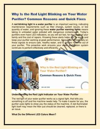 Why Is the Red Light Blinking on Your Water Purifier  Common Reasons and Quick Fixes