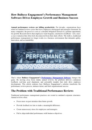 How Bullseye Engagement’s Performance Management Software Drives Employee Growth and Business Success