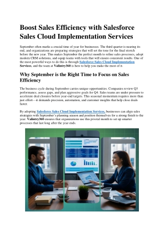Boost Sales Efficiency with Salesforce Sales Cloud Implementation Services