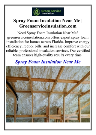 Spray Foam Insulation Near Me | Greenserviceinsulation.com