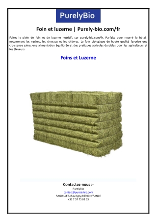 Foin et luzerne | Purely-bio.com/fr