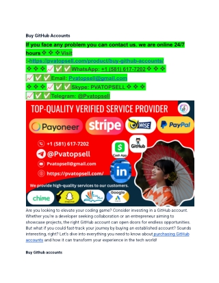 Buy Old GitHub Accounts for Better Opportunities