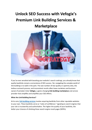 Unlock SEO Success with Vefogix’s Premium Link Building Services & Marketplace