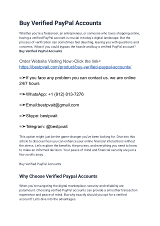 Get Fully Verified PayPal Accounts – Personal or Business bestpvait