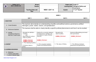 PPG Week a - The Concepts of Politics and Governance