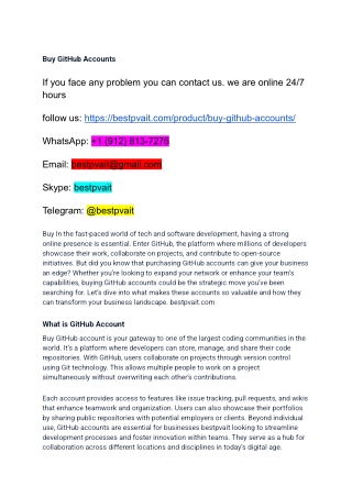 Buy GitHub Accounts from the best trusted site  and enjoy full access ~2025