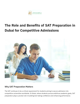 The Role and Benefits of SAT Preparation in Dubai for Competitive Admissions