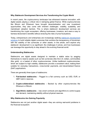 Stablecoin development services