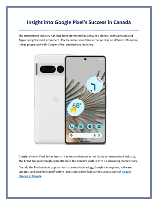 Insight into Google Pixel's Success in Canada