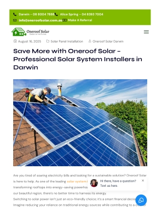 Save More with Oneroof Solar – Professional Solar System Installers in Darwin