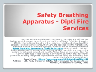 Safety Breathing Apparatus - Dipti Fire Services