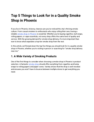 Top 5 Things to Look for in a Quality Smoke Shop in Phoenix