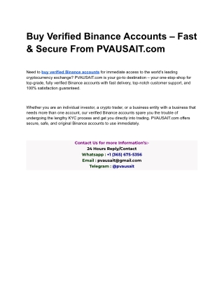Buy Verified Binance Accounts – Fast & Secure From PVAUSAIT