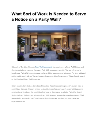 What Sort of Work Is Needed to Serve a Notice on a Party Wall