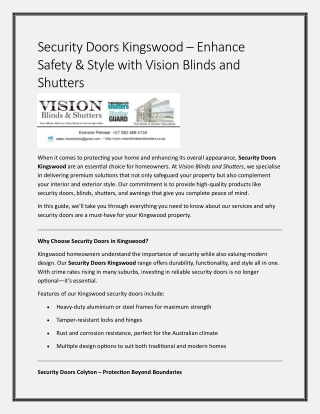 Security Doors Kingswood