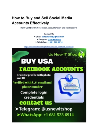 How to Buy and Sell Social Media Accounts Effectively