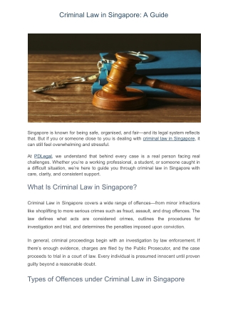 Criminal Law in Singapore: A Guide