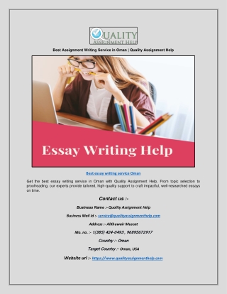 Best Essay Writing Service Oman – Quality Assignment Help