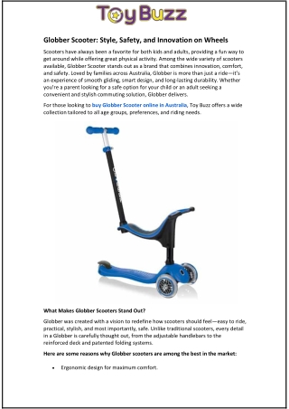Globber Scooter and Style, Safety, and Innovation on Wheels