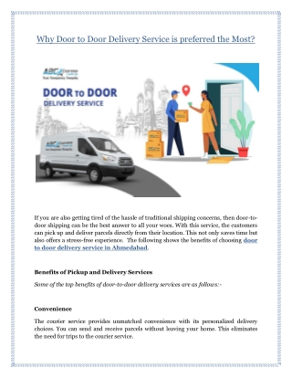 Why Door to Door Delivery Service is preferred the Most?