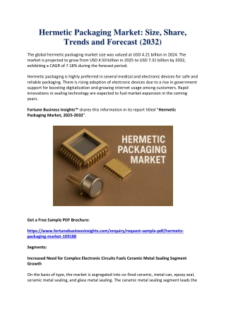 Hermetic Packaging Market: Industry Analysis, Trends and Size Outlook 2032