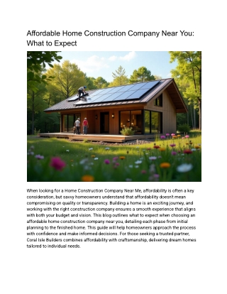 Affordable Home Construction Company Near You - What to Expect