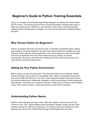 Beginner's Guide to Python Training Essentials ARTICLE