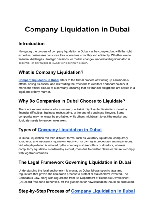 Company Liquidation in Dubai