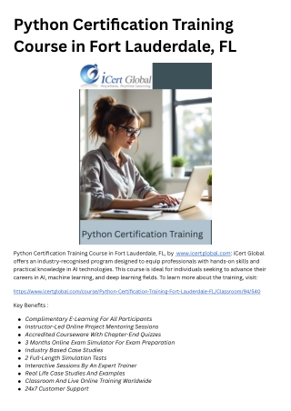 Python Certification Training Course in Fort Lauderdale, FL