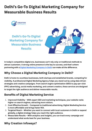 Delhi’s Go-To Digital Marketing Company for Measurable Business Results