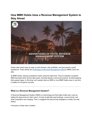 Advantages of hotel revenue management system