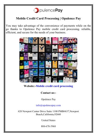 Mobile Credit Card Processing  Opulence Pay pdf