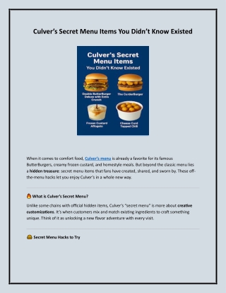 Culver’s Secret Menu Items You Didn’t Know Existed