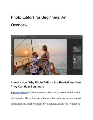 Photo Editors for Beginners An Overview