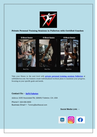 Private Personal Training Sessions in Fullerton with Certified Coaches