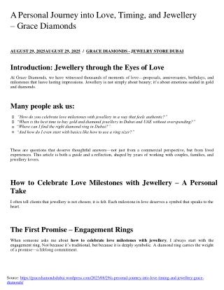 A Personal Journey into Love, Timing, and Jewellery – Grace Diamonds _ Grace Diamonds Dubai – Jewellery Store