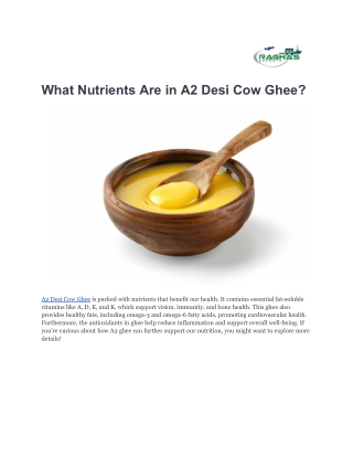 What Nutrients Are in A2 Desi Cow Ghee_