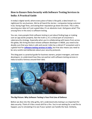 How to Ensure Data Security with Software Testing Services in India