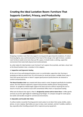 Creating the Ideal Lactation Room- Furniture That Supports Comfort, Privacy, and Productivity