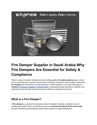 Fire Damper Supplier in Saudi Arabia Why Fire Dampers Are Essential for Safety & Compliance (2)