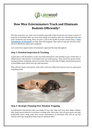 How Mice Exterminators Track and Eliminate Rodents Efficiently?