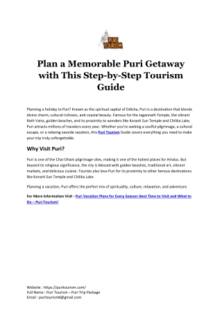 Plan a Memorable Puri Getaway with This Step-by-Step Tourism Guide!