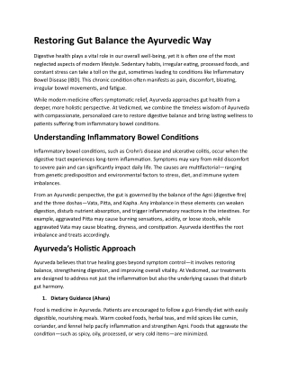 Restoring Gut Balance the Ayurvedic Way