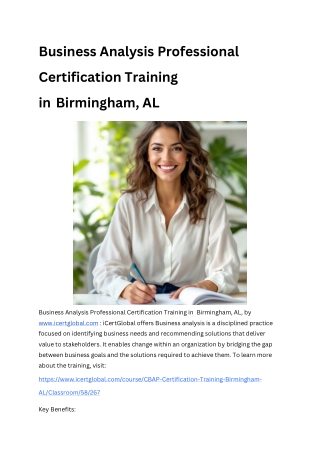 Business Analysis Professional Certification Training in Birmingham, AL