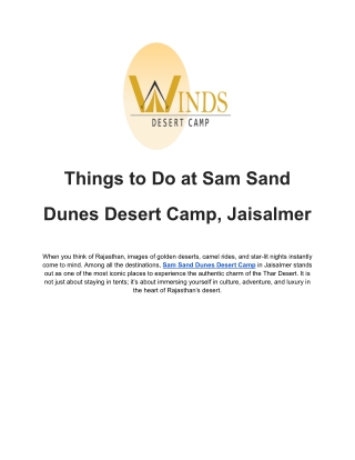 Things to Do at Sam Sand Dunes Desert Camp, Jaisalmer