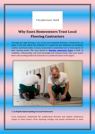 Why Essex Homeowners Trust Local Flooring Contractors