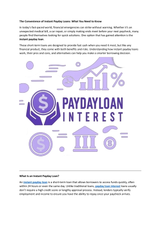 The Convenience of Instant Payday Loans: What You Need to Know