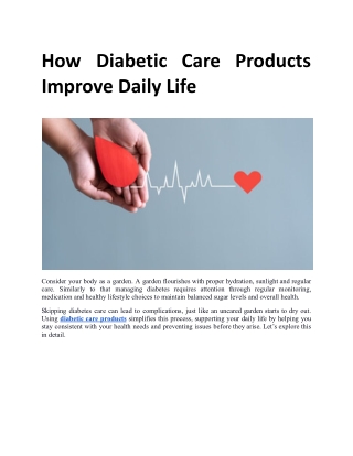How Diabetic Care Products Improve Daily Life.docx